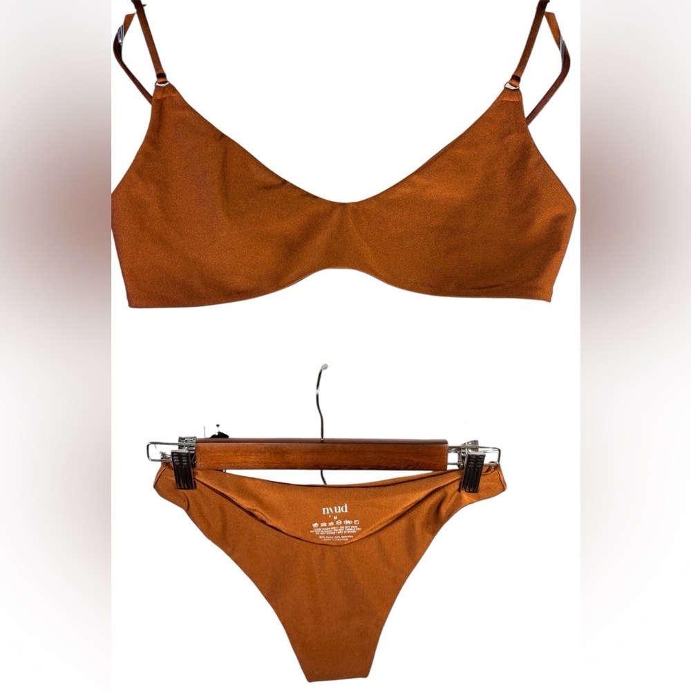 mud Rust Brown Scoop XL Bikini Top & Medium High-Cut Bottom - Women Swim